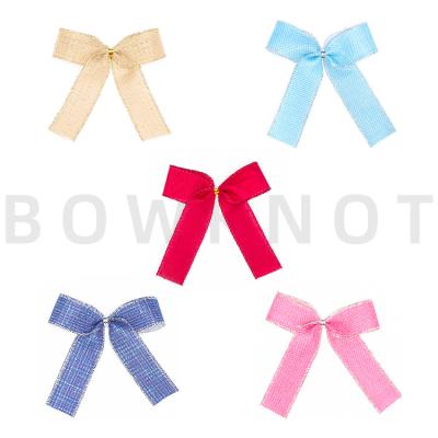 China Classic Hemp Weaving Handmade Small Mini Bow Party Decoration Bow Candy Color for sale