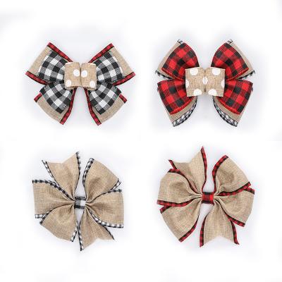 China Holiday Decorations Flower Handmade Canvas Bows Can Be Wholesale Customized Christmas Decoration Bows for sale