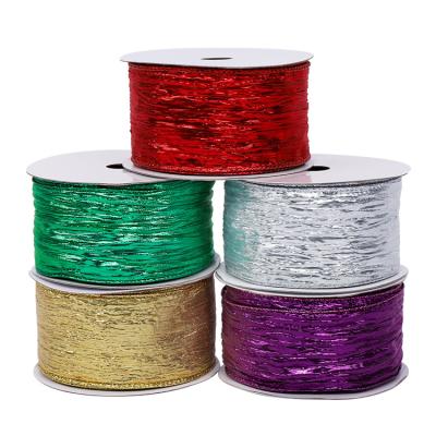 China Beautiful 60mm Width Colorful Polyester Solid Color For Party Wrapping Ribbon Gold Crepe Ribbon for sale