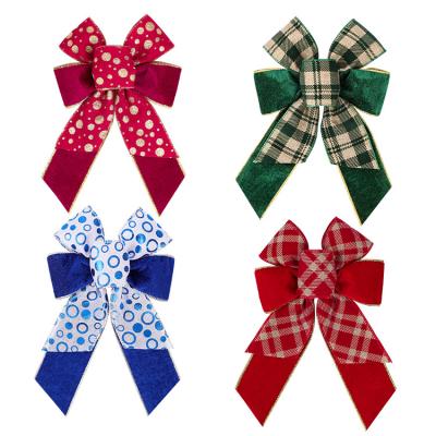 China Wholesale Polyester Gift Decoration Small Plaid Polka Dot Bow Festival Decoration Christmas Ribbon Bow for sale