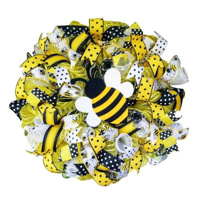 China Garland Easter Bee Polka Dot Door Hanging Ribbon Garland Celebration Decorative Wreath for sale