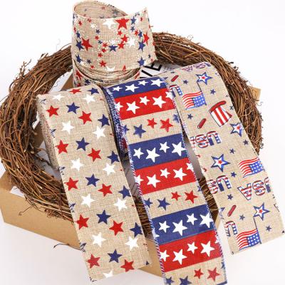 China Hot Selling Recyled American Independence Day Ribbons Customizable American Ribbons for sale