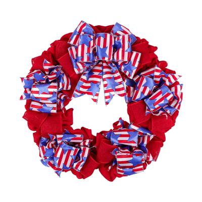 China New Customizable Polyester Independence Day Decorative Garland Celebration Wreath for sale