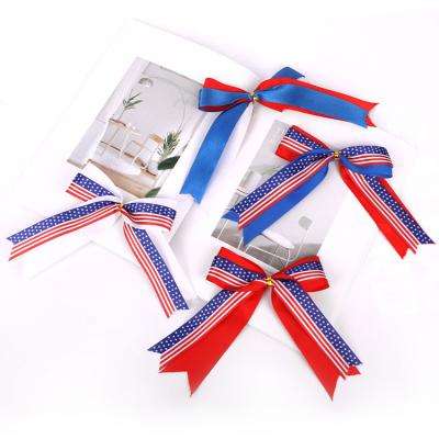 China Hot Selling Popular Independence Day National Craft Hongbin Day Bows Handmade Polyester Decorative Mini Bows for sale