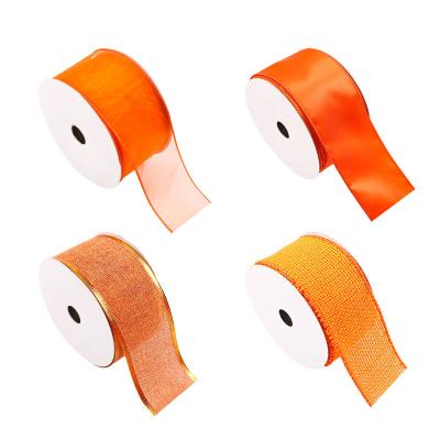 China New Autumn Harvest Solid Color Burlap Ribbon for Thanksgiving Christmas Autumn Harvest Party Ribbon for sale