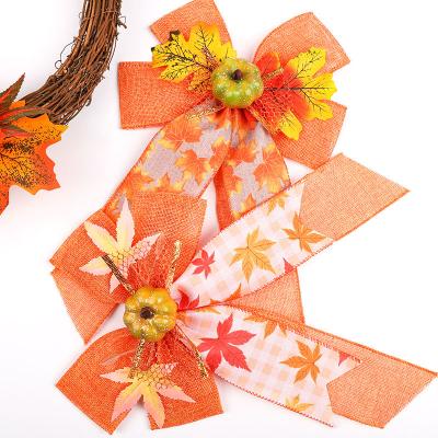 China Decorative Cable Burlap Ribbon Bows Autumn Harvest Ornaments by Hongbin Popular Craft for Party Decor for sale