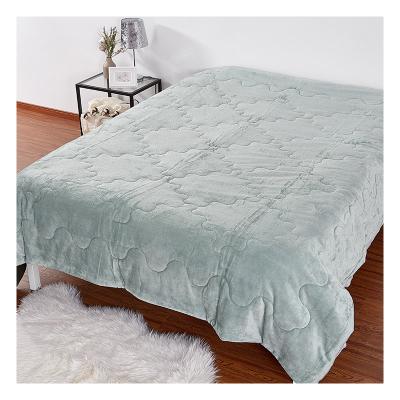 China Wholesale cheap home modern style soft warm flannel microfiber single needle quilt for sale