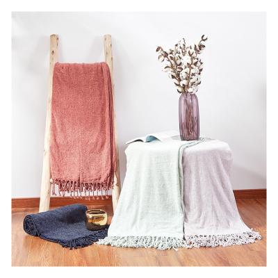 China Anti-static large size thin portable simple popular style comfortable chenille knitted striped fringe for sale