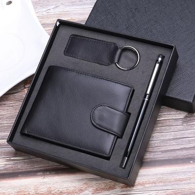 China 2021 Retro RFID Fashion Wallet Genuine Leather Gift Set Leather Men's RFID Wallet Custom Purse for sale