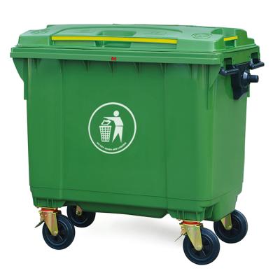 China 660L Street Viable Outdoor Park Large Plastic Garbage Bins Garbage Bins With Lid Wheels for sale