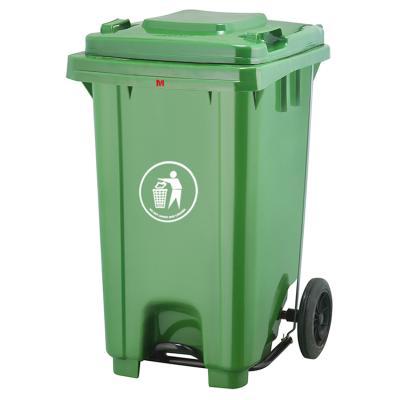 China Sustainable Outdoor Street Removable Plastic Waste Trash Garbage Recycling Wheelie Bins With Pedal for sale