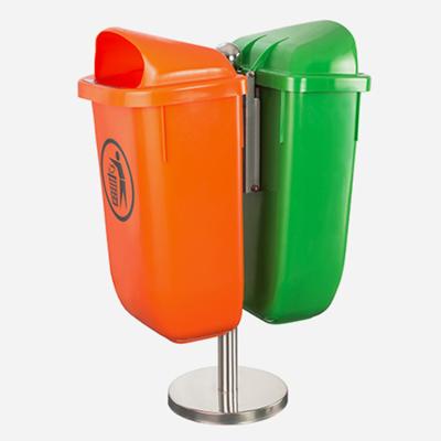 China Viable Logo Color 50L Custom Outdoor Public Plastic Trash Can Waste Bin With Metal Accessories for sale