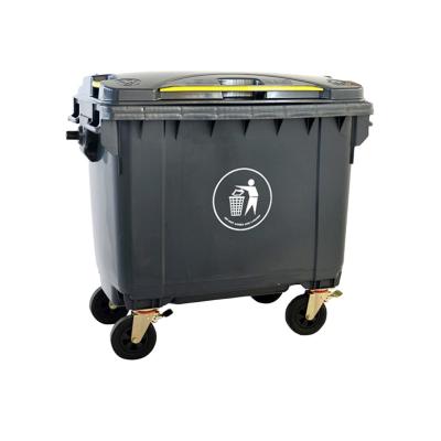 China Sustainable Garbage Waste Foot Pedal Recycle 660 Liter Outdoor Wheel Plastic Bucket Trash Cans for sale