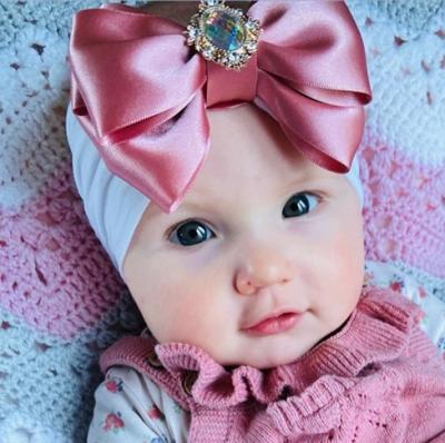 China Shiny Diamond Baby Girl's Hair Accessories Newborn Headbands Nylon Elastic Bow Cute Friendly Material 2021 Large for sale