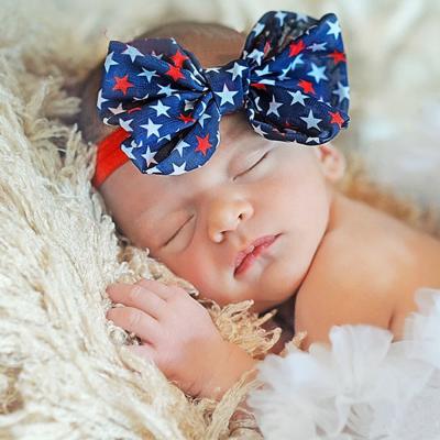 China 4th July Baby Headband Friendly Material For Girl Messy Hair Accessories Bow Baby Head Wraps Big Bow Baby Headbands for sale