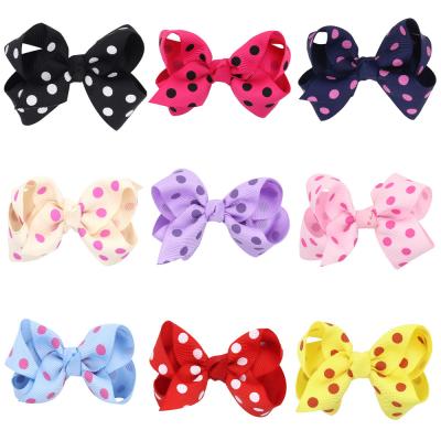 China Multifunctional Dot Grosgrain Ribbon Hair Bows Alligator Hair Clips Polka Dot Clips Toddlers Babies Purpose for sale