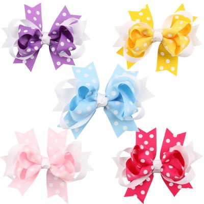 China Multifunctional Purpose Back To School Girls Hair Bows Polka Dot Ribbon Bows Hair Clips Polka Dot Kids Hairpins Hair Accessories for sale