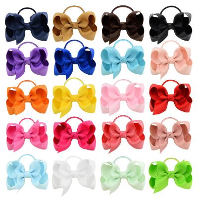 China Fashionable Kids Bowknot Scrunchies Hair Bows For Baby Girls Hair Ties Stick On Hair Band Kids Accessories Strong Elastic Rope for sale