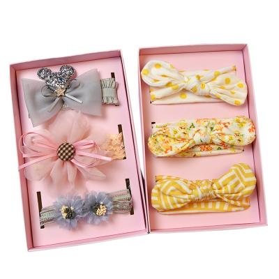 China 3pcs Handmade Gift Box Babies Boutique Hair Wrap Headwear Elastic Hair Wrap Accessories for sale