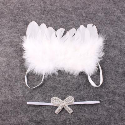 China Handmade Angel Wing Newborn Photography Props Feather Wing Fotografia New Born Flower Headband Babies Wings for sale