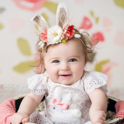 China Spring Bunny Easter Headband Lovely Rabbit Friendly Material Ear With Flowers Headband For Baby for sale