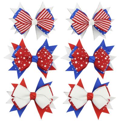 China Multifunctional Purpose 4 Inches July 4th Back To School Girls Children Hairpins Boutique Ribbon Hair Hangers Hair Fashion Hair Accessories for sale