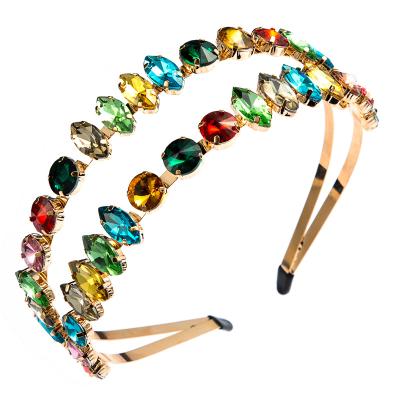 China Diamond Female Headband Hair Accessories Girl's Water Gemstone Head Band Headband Girl Friendly Material Crystal Hair Bands Flower Printing for sale