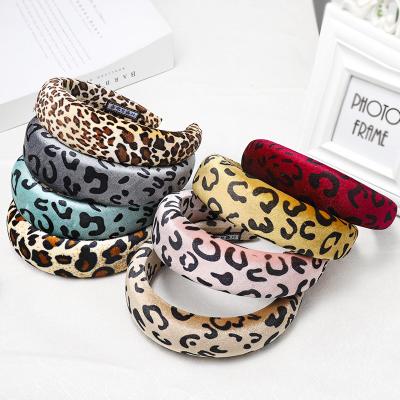 China Animal Friendly Material Sponge Padded Headband Cheetah Leopard Pattern Headband Solid Hair Band Print Accessories for sale