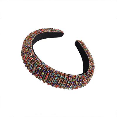 China Full Material Friendly Lady Luxury Shiny Padded Diamond Headband Hair Hoop Fashion Crystal Hair Bands For Women Hair Accessories for sale