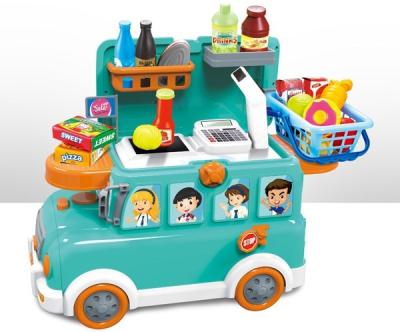 China Plastic Toy Cash Register with Food Bus Contain Food Play Set for sale