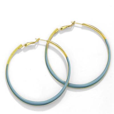 China Trendy Gold Plated Women Circle Earrings Eco-Friendly Fashion Statement Circle Earrings Large for sale