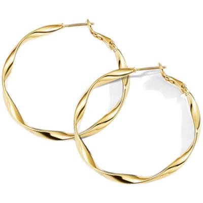 China 2021 Gold Plated Women Circle Earrings Eco-Friendly Statement Jewelry 18k Gold Circle Earrings Large for sale