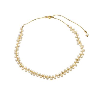 China Eco-Friendly Natural Freshwater Pearl Necklace Pearl Beads Rose Quartz Necklaces Choker Necklaces for sale