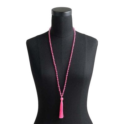 China Eco-Friendly Wholesale Tassel Necklace Cotton Tassel Jewelry Bohemian Necklace for sale