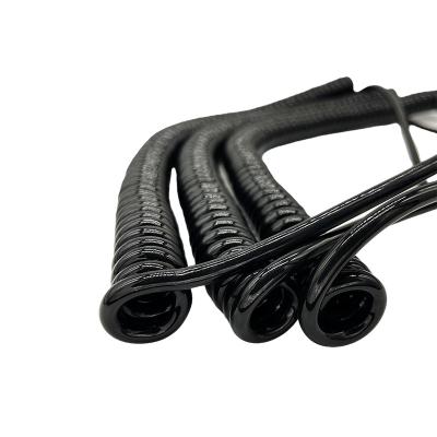 China Automotive Application Hot Selling Customized Black PVC 4 Core Flexible Small Spiral Cable for sale