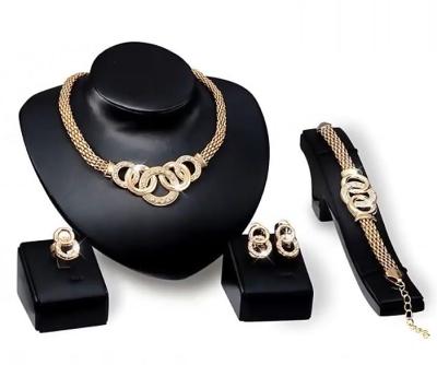 China 2022 new vintage fashion trade European five-ring and outdoor American jewelry set 18K gold earrings earrings bracelet ring four sets for sale