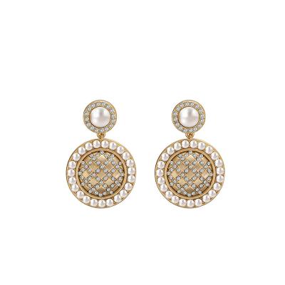 China Trendy All-match 925 Silver Round Pearl Diamond Sunflower Earrings Temperament Full Earrings for sale