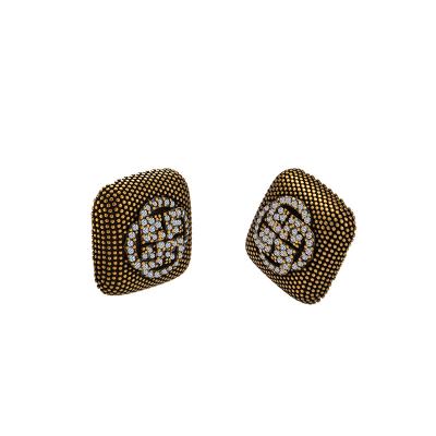 China 2022 TRENDY earrings ladies fashion retro temperament square earrings inlaid rhinestone jewelry earrings for sale