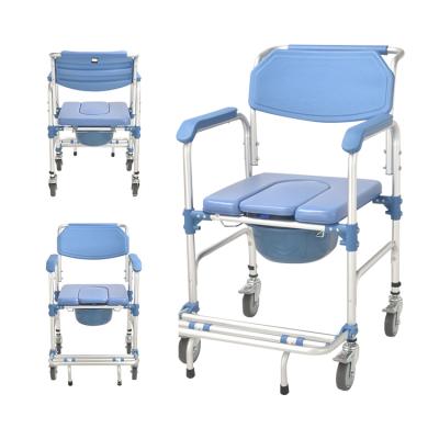 China Health Care Medical Equipment Commode Plastic Chair Bedside Commode Foldable Chair With Wheels Toilet for sale