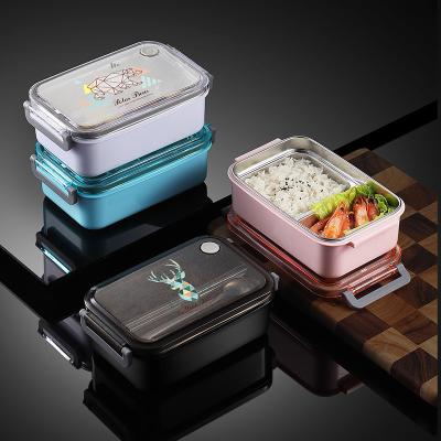 China Plastic Freshness Storage Food Container Lunch Box With 304 Stainless Steel Bento Lunch Box Leakproof Kids And Students for sale