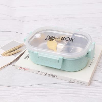 China Wheat Straw Material Outside Freshness Storage Box and Stainless Steel Bento Lunch Box for sale