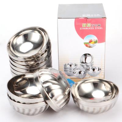 China Sustainable Stainless Steel Bowls Food Storage Container Salad Rice Bowls Heat Insulation Noodle Bowl Flower Shape for sale