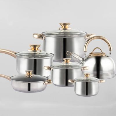 China Sustainable Salin Kitchenware Cooking Pot Stainless Steel Cookware Sets 12 Pcs Other Cookware Kitchen for sale