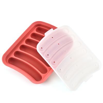 China Hot Dogs Viable Silicone Sausage Baking Mold Set DIY Handmade Burger Pan Molds For Ice Cube Tray for sale