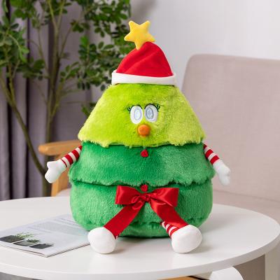 China Cute Doll New arrival hot sale Christmas tree stuffed toy with removable Christmas hat funny round body Christmas tree plush toy for sale