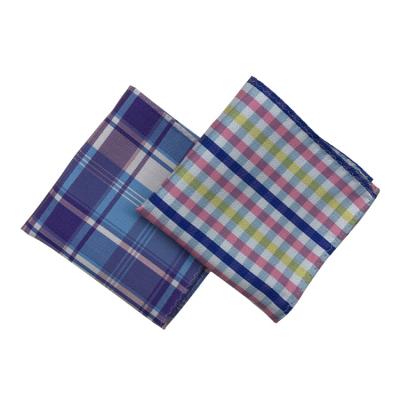 China 100%Polyester Grid Pocket Square Fashion Purple Grid Handkerchief for sale