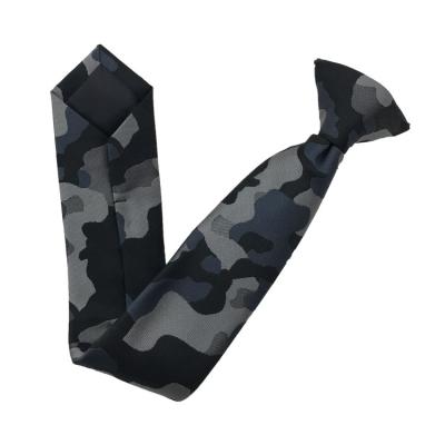 China Custom Polyester Soft Jacquard Color Camouflage Removable Striped Pre-tied School Uniform Ties for sale