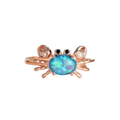 China OPAL DIAMOND RING Crab Small Ocean Ring Fashion Beautiful Ring Jewelry Hawaiian Jewelry Polynesian Opals Jewelry for sale