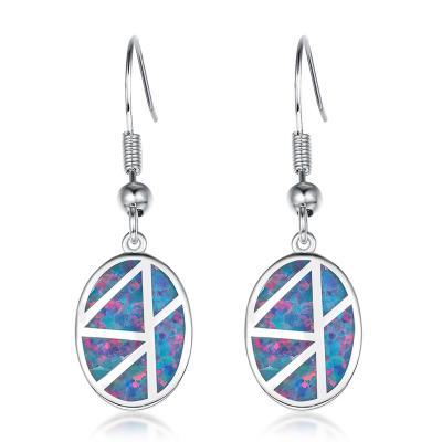 China European and American jewelry Hawaiian jewelry fashion popularity oval cute opal silver style jewelry earrings for sale