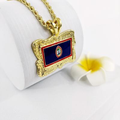 China Fashion Guam Flag Gold Necklace Polynesian Hawaiian Pendant Jewelry For Men for sale